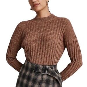 Madewell Levi Mockneck Ribbed Pullover in Rosehip